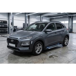Боковые Подножки RedLine Black (2 шт., Алюминий) Hyundai Kona 2017-2023 гг. фото 1