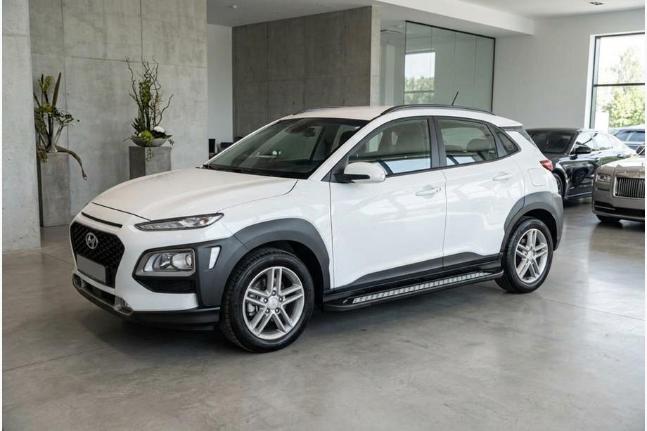 Hyundai Kona 2017-2023 гг. Боковые пороги New Vision Black (2 шт., алюминий) Image