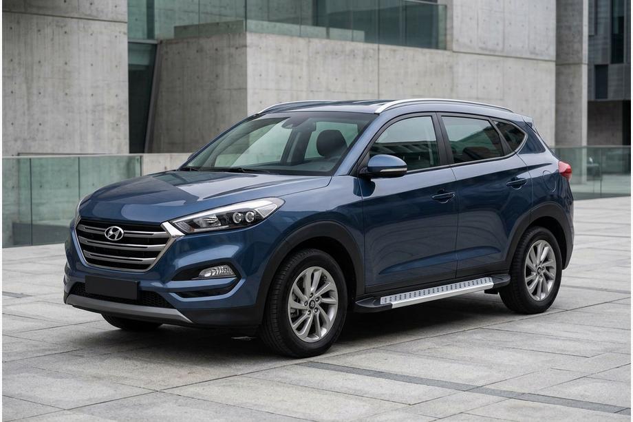 Hyundai Tucson TL 2016-2021 гг. Боковые Подножки New Vision Grey (2 шт., Алюминий) Image