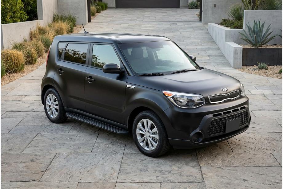 Kia Soul II 2013-2018 гг. Боковые Подножки Tayga Black (2 шт., Алюминий) Image