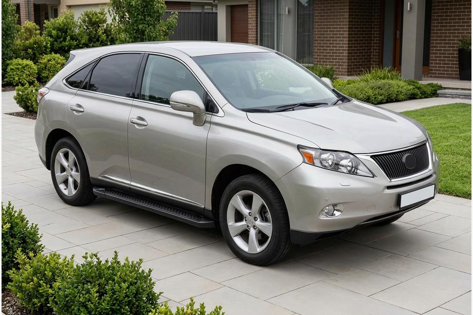 Lexus RX 2009-2015 гг. Боковые Подножки Allmond Black (2 шт, Алюминий) Image