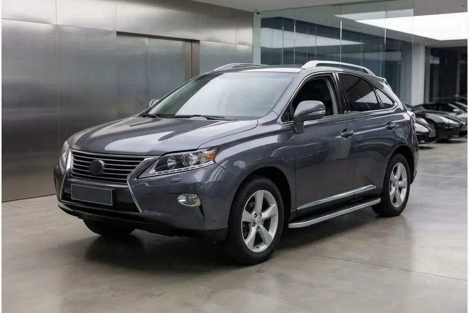 Lexus RX 2009-2015 гг. Боковые Подножки Tayga Grey (2 шт, Алюминий) Image