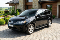 Mitsubishi Outlander 2006-2012 гг. Боковые Подножки Tayga Black (2 шт., Алюминий) фото 1