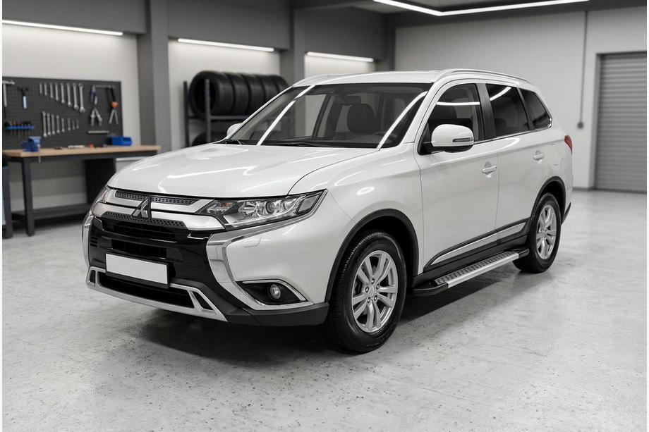 Mitsubishi Outlander 2012-2021 гг. Боковые Подножки New Vision Grey (2 шт., Алюминий) Image