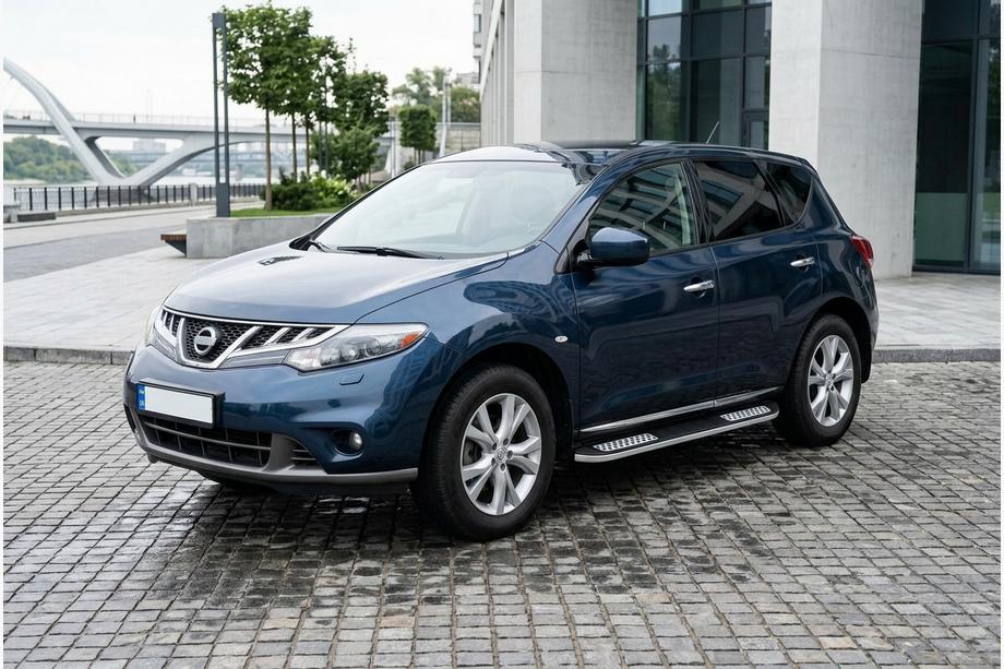 Nissan Murano 2008-2014 гг. Боковые Подножки Tayga V2 (2 шт., Алюминий) Image