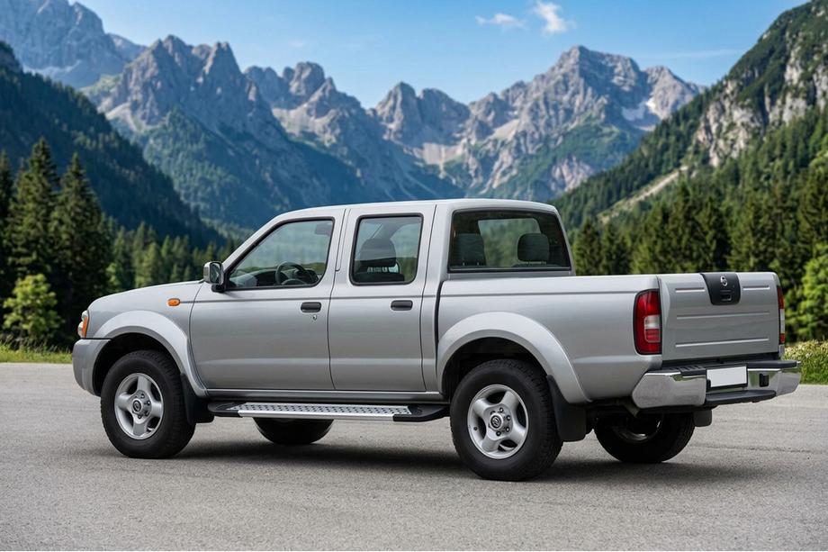 Nissan NP300 1999-2015 гг. Боковые Подножки New Vision Grey (2 шт., Алюминий) Image