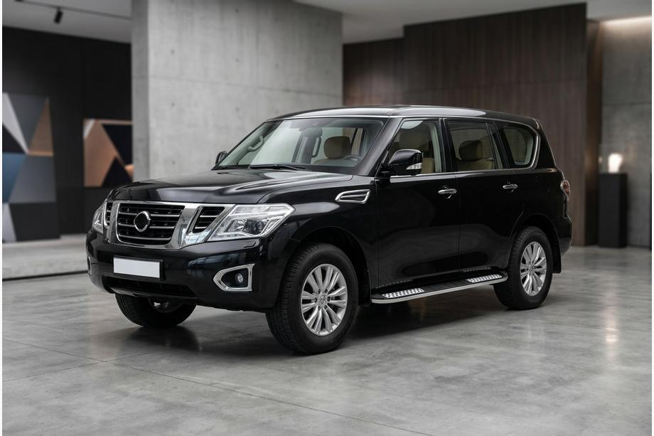 Nissan Patrol Y62 2010-2024 гг. Боковые Подножки Tayga V2 (2 шт., Алюминий) Image
