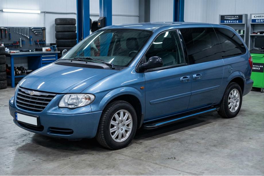 Chrysler Voyager 2001-2007 гг. Боковые Подножки Maya Blue (2 шт., Алюминий) Image