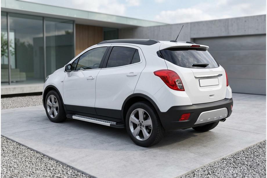 Opel Mokka 2012-2021 гг. Боковые Подножки New Vision Grey (2 шт., Алюминий) Image