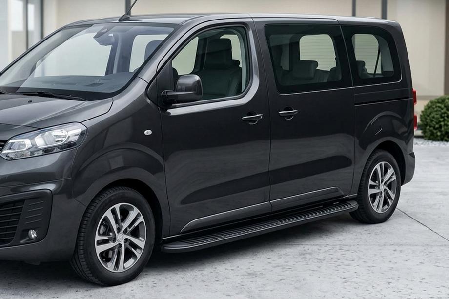Peugeot Expert 2017- гг. Боковые Подножки Tayga Black (2 шт., Алюминий) XL - Удлиненная база Image