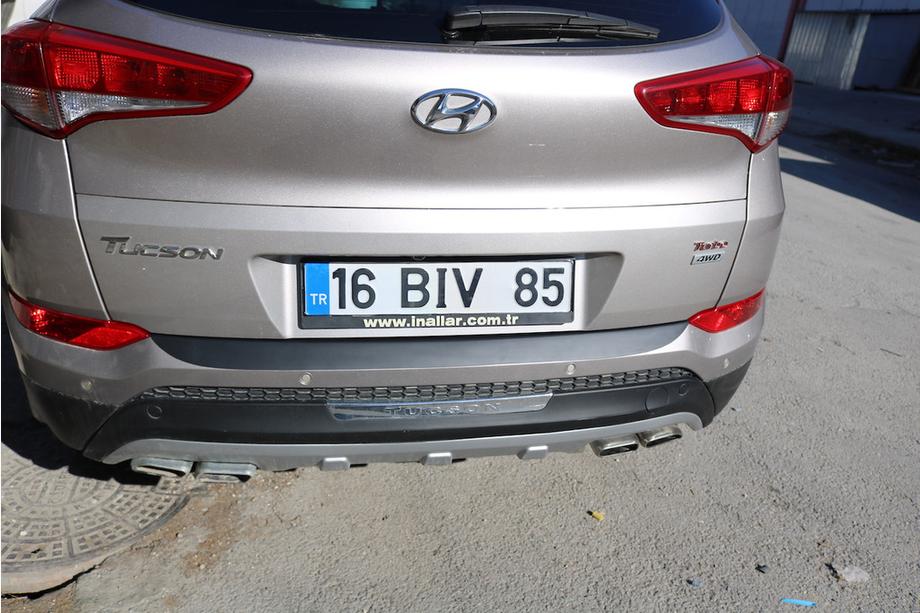 Hyundai Tucson TL 2016-2021 гг. Накладка на задний бампер EuroCap 2016-2018 (ABS) Фото 13