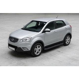Боковые Подножки Tayga Black (2 шт., Алюминий) SsangYong Korando 2010-2019 гг. фото 1