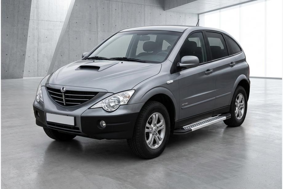 SsangYong Action 2005-2018 гг. Боковые Подножки New Vision Grey (2 шт., Алюминий) Image