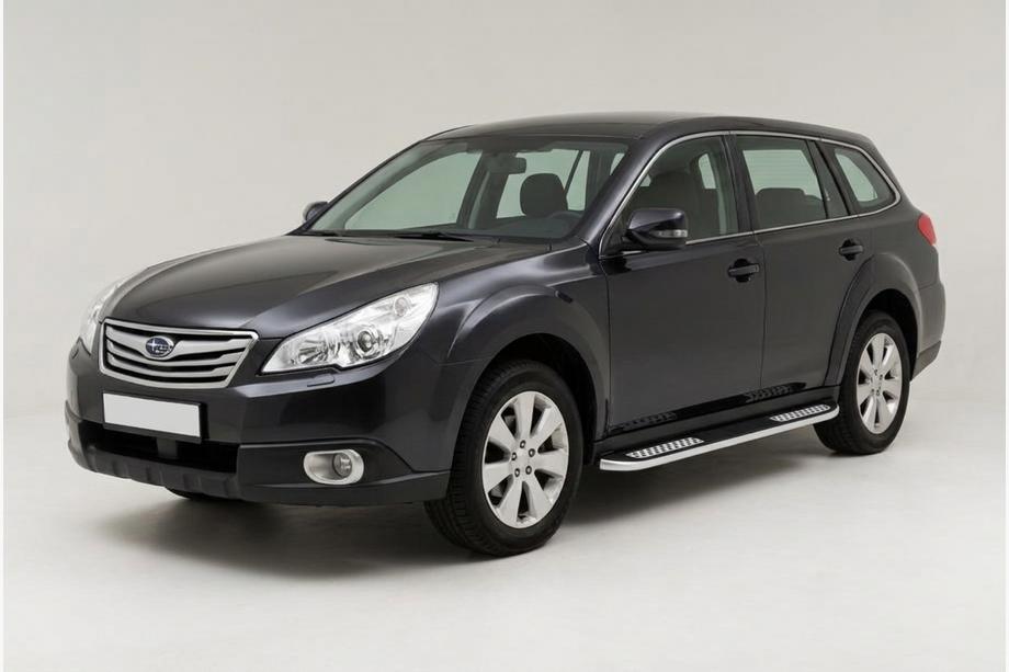 Subaru Outback 2009-2014 гг. Боковые Подножки Tayga V2 (2 шт., Алюминий) Image