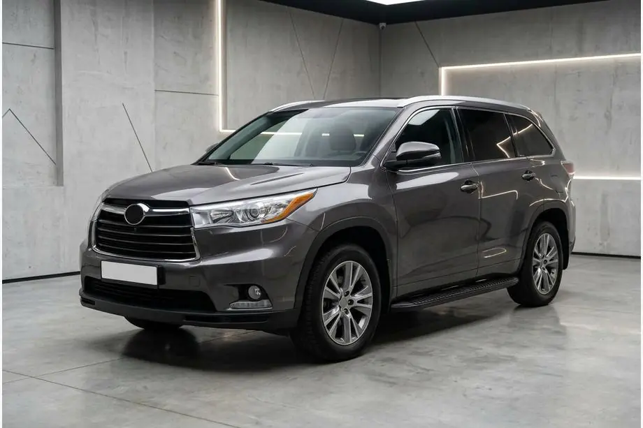 Toyota Highlander 2013-2019 гг. Боковые Подножки Tayga Black (2 шт., Алюминий) Фото 1