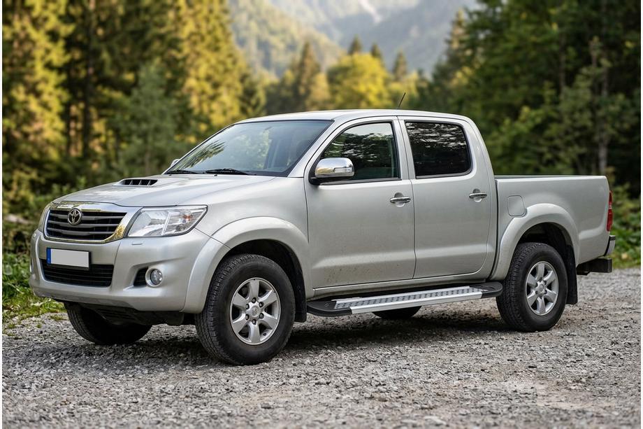 Toyota Hilux 2006-2015 гг. Боковые Подножки New Vision Grey (2 шт., Алюминий) Image