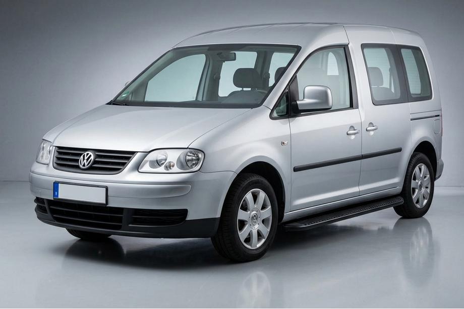 Volkswagen Caddy 2004-2010 гг. Боковые Подножки Tayga Black (2 шт., Алюминий) Image