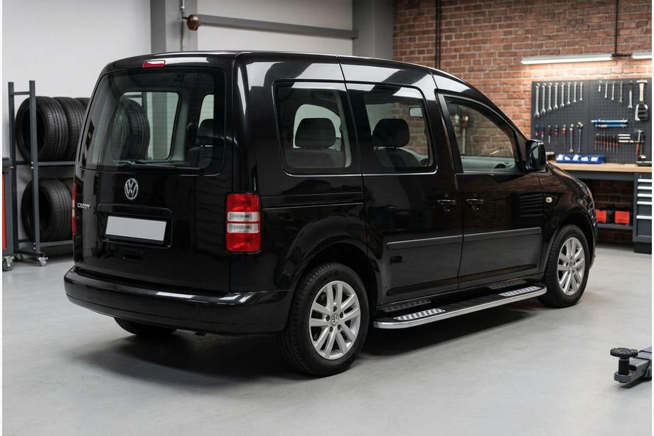 Volkswagen Caddy 2004-2010 гг. Боковые Подножки Tayga V2 (2 шт., Алюминий) Image