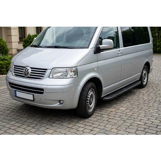 Боковые Подножки Tayga Black (2 шт., Алюминий) Volkswagen T5 Transporter 2003-2010 гг. фото 1