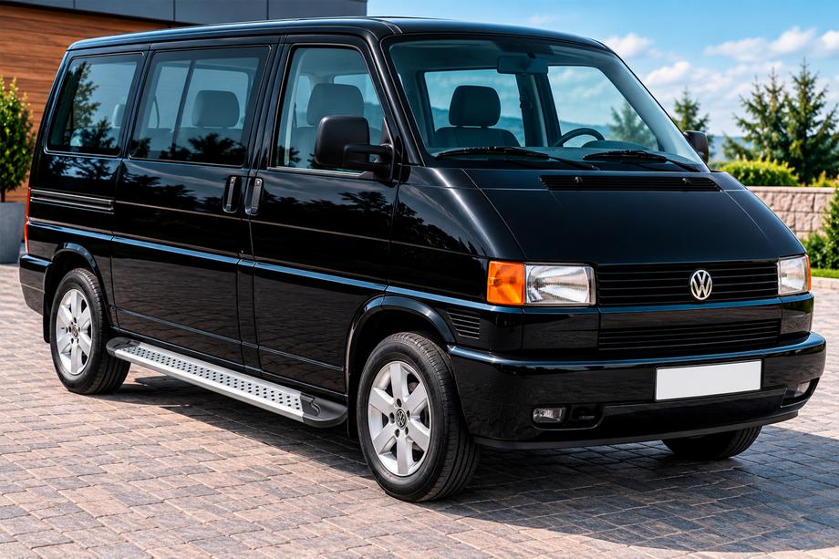 Volkswagen T4 Caravelle/Multivan 1990–2003 гг. Боковые Подножки New Vision Grey (2 шт., Алюминий) Короткая База Image