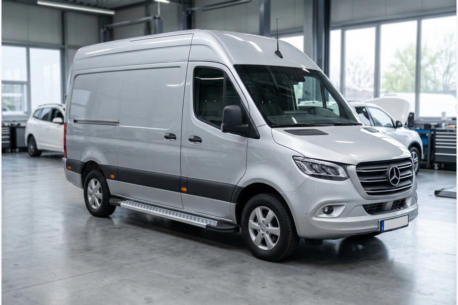 Mercedes Sprinter W907/W910 2018- гг. Боковые Подножки New Vision Grey (2 шт., Алюминий) Image