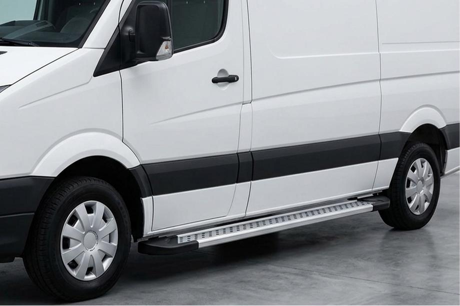 Volkswagen Crafter 2016- гг. Боковые Подножки New Vision Grey (2 шт., Алюминий) Long/ExtraLong Image