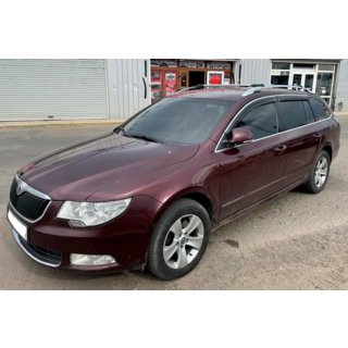 Ветровики с хромированным молдингом SW (4 шт, HIC) Skoda Superb 2009-2015 гг. фото 3