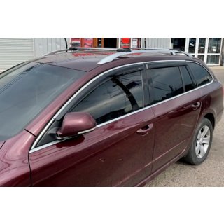 Ветровики с хромированным молдингом SW (4 шт, HIC) Skoda Superb 2009-2015 гг. фото 2
