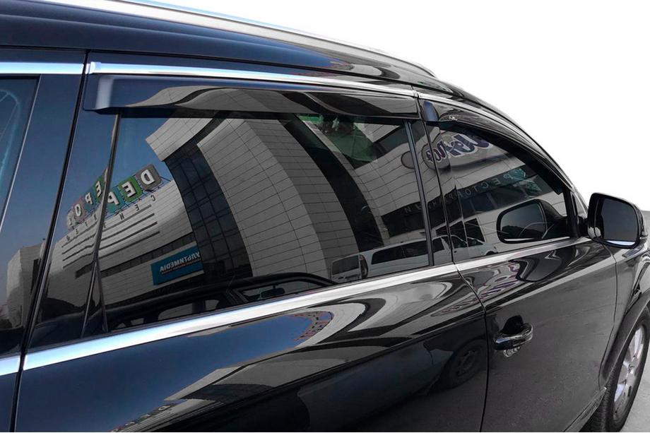 Skoda Superb 2009-2015 гг. Ветровики с хромированным молдингом SW (4 шт, HIC) Фото 5