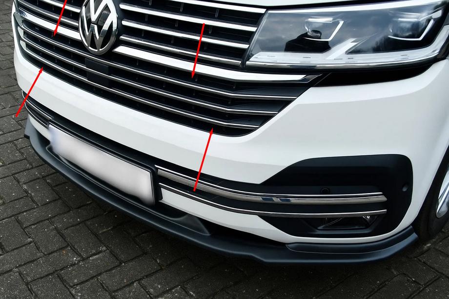 Volkswagen T6 2015-2024 гг. Хром накладки на решетку 2019+ (5 шт., нерж. сталь) Image