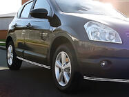 Nissan Qashqai 2007-2010 гг. Боковые Двойные Трубы (2 шт., Нержавейка) фото 3