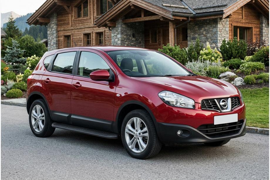 Nissan Qashqai 2010-2014 гг. Боковые Подножки Tayga Black (2 шт., Алюминий) Image