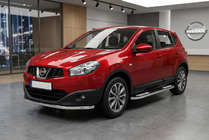 Nissan Qashqai 2010-2014 гг. Боковые Подножки Tayga V2 (2 шт., Алюминий) фото 1