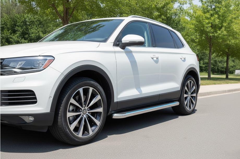 Acura MDX 2013-2020 гг. Боковые Подножки Maydos V2 (2 шт., Алюминий и Нержавейка) Image
