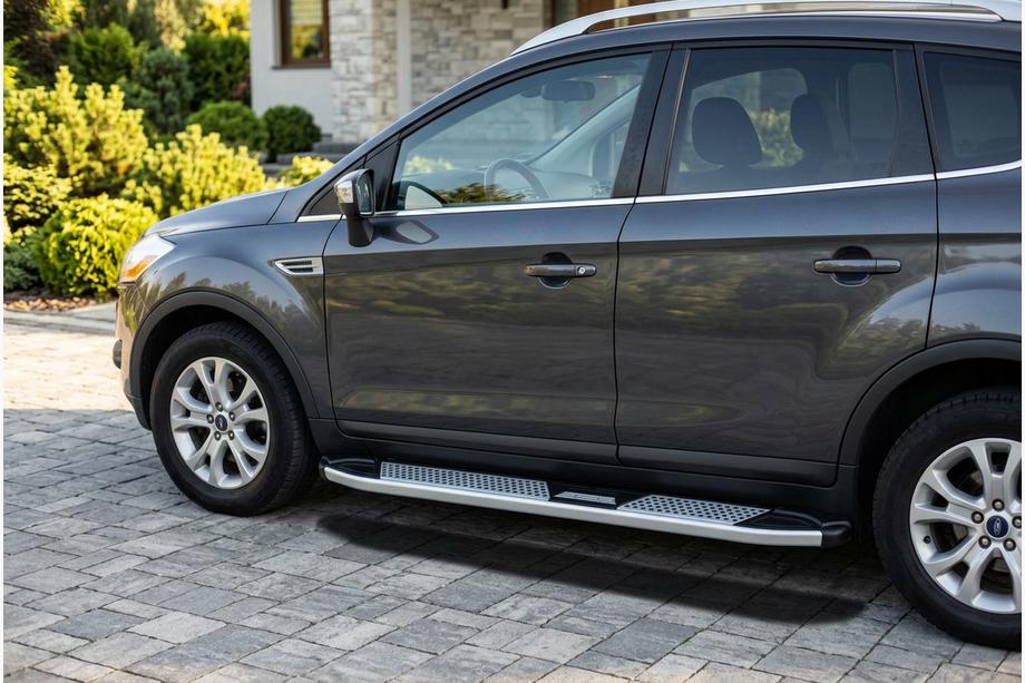 Ford Kuga 2008-2013 гг. Боковые Подножки Mevsim Grey (2 шт., Алюминий) Image