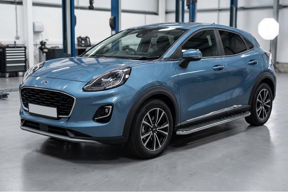 Ford Puma 2019- гг. Боковые Подножки Maydos V1 (2 шт., Алюминий) Image