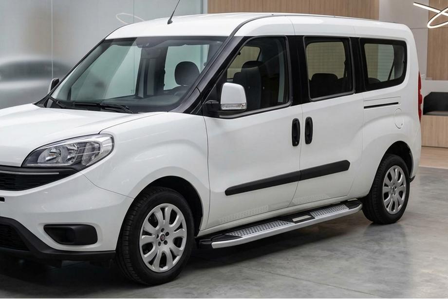 Fiat Doblo II 2010-2022 гг. Боковые Подножки Mevsim Grey (2 шт., Алюминий) Image