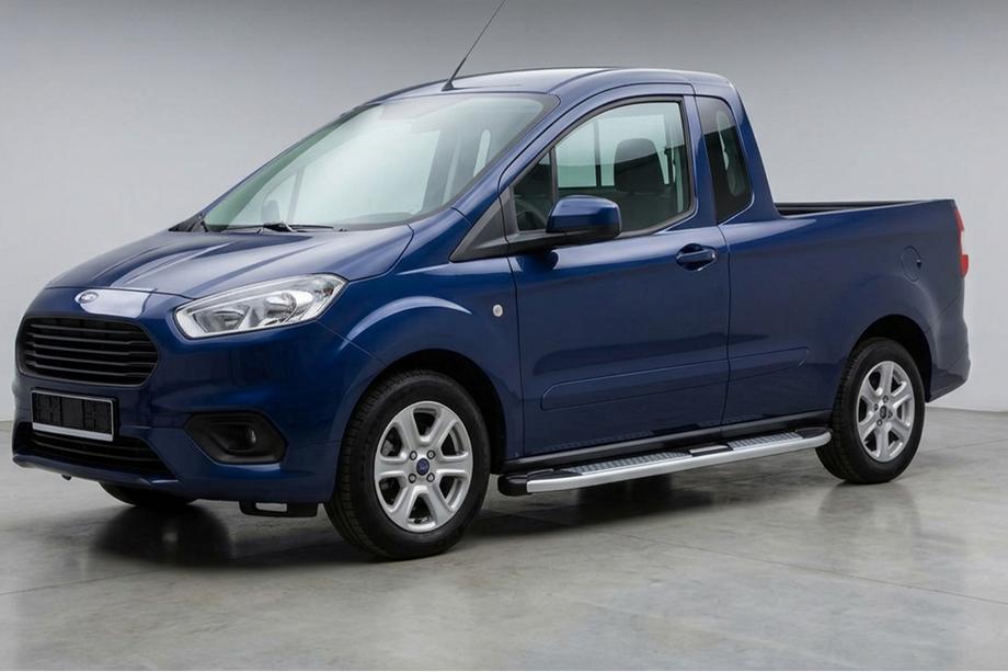 Ford Courier 2014-2023 гг. Боковые Подножки Mevsim Grey (2 шт., Алюминий) Фото 1