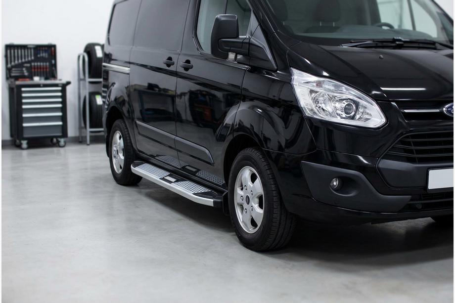 Ford Custom 2013-2022 гг. Боковые Подножки Mevsim Grey (2 шт., Алюминий) Image