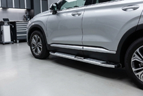 Hyundai Santa Fe 4 2018-2023 гг. Боковые Подножки Mevsim Grey (2 шт., Алюминий) фото 1