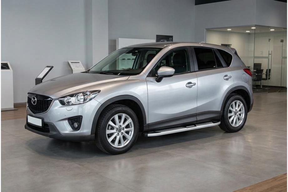 Mazda CX-5 2012-2017 гг. Боковые Подножки Mevsim Grey (2 шт., Алюминий) Image