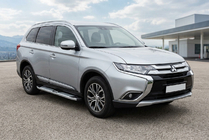 Mitsubishi Outlander 2012-2021 гг. Боковые Подножки Mevsim Grey (2 шт., Алюминий) фото 1