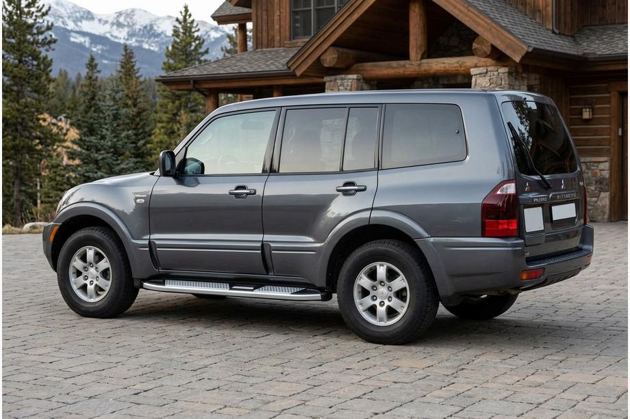 Mitsubishi Pajero Wagon III 1999-2006 гг. Боковые Подножки Mevsim Grey (2 шт., Алюминий) Фото 1