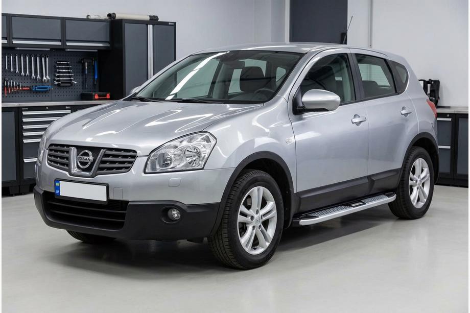 Nissan Qashqai 2007-2010 гг. Боковые Подножки Mevsim Grey (2 шт., Алюминий) Image