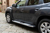 Renault Duster 2018-2024 гг. Боковые Подножки Mevsim Grey (2 шт., Алюминий) фото 1