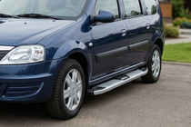 Renault Logan MCV 2005-2013 гг. Боковые Подножки Mevsim Grey (2 шт., Алюминий) фото 3