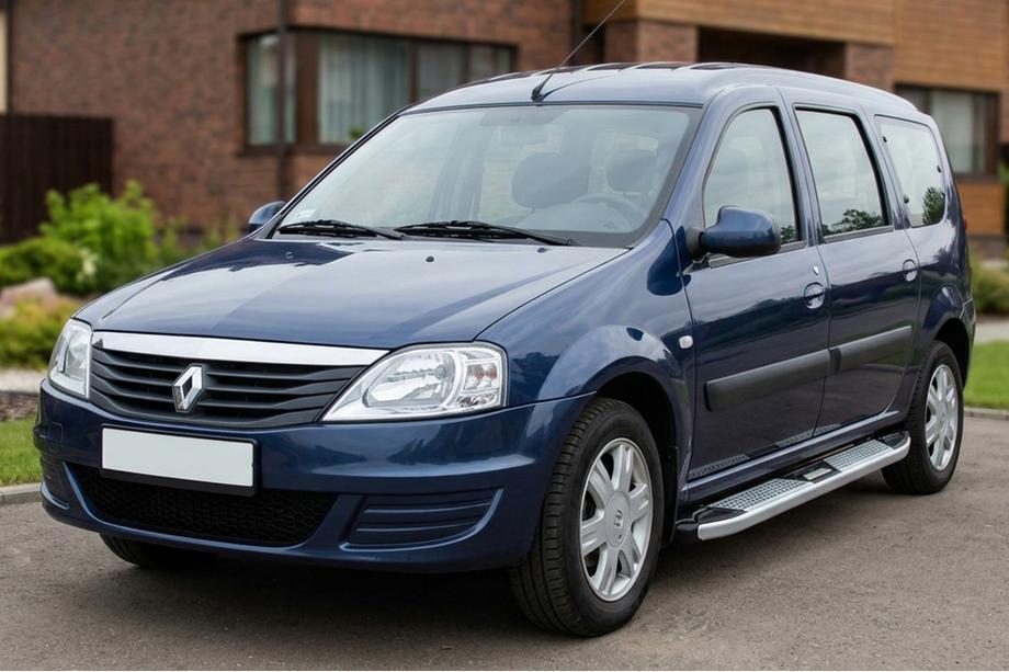 Renault Logan MCV 2005-2013 гг. Боковые Подножки Mevsim Grey (2 шт., Алюминий) Image