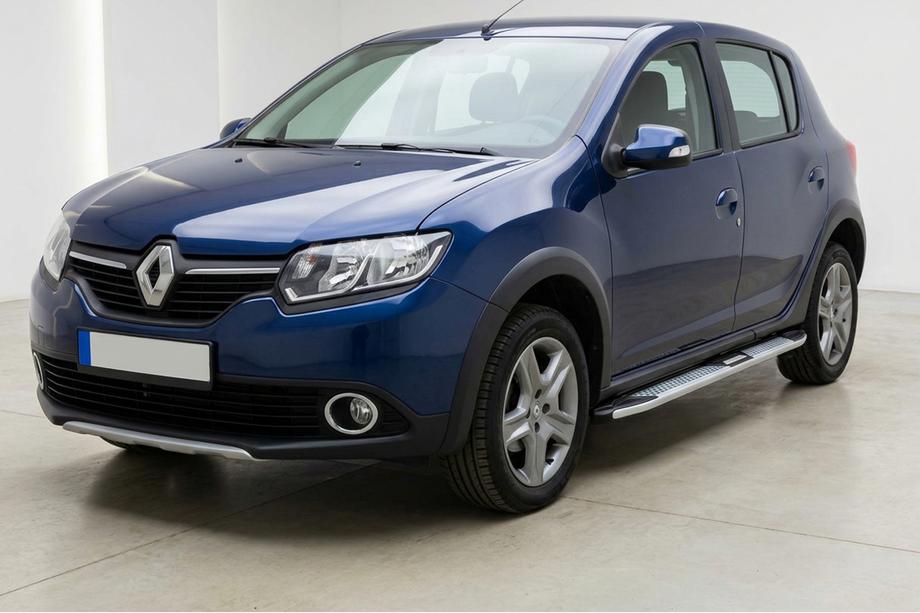 Renault Sandero 2013-2022 гг. Боковые Подножки Mevsim Grey (2 шт., Алюминий) Фото 1