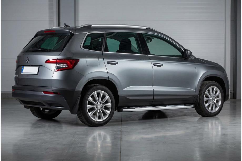 Skoda Karoq 2018- гг. Боковые Подножки Mevsim Grey (2 шт., Алюминий) Image