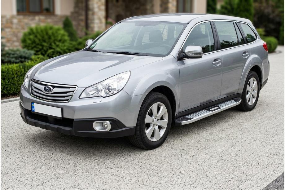 Subaru Outback 2009-2014 гг. Боковые Подножки Mevsim Grey (2 шт., Алюминий) Image